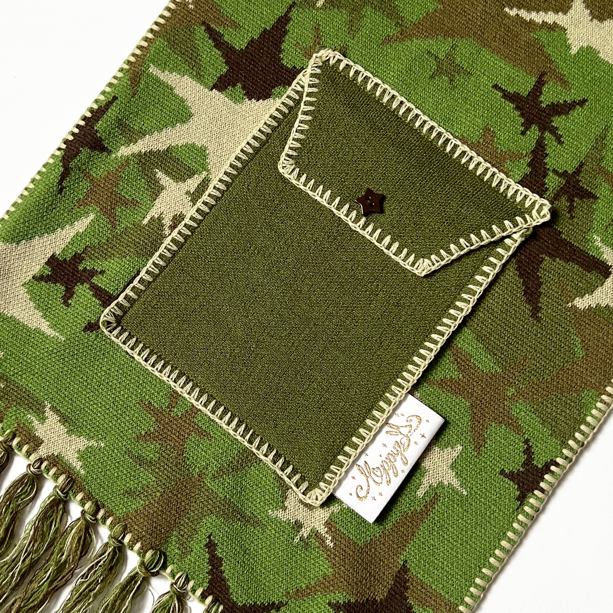 Star Camo Wool Scarf - Green| Happy99