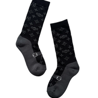 H99 ☆ Monogram ☆ Mary Jane Socks - Black