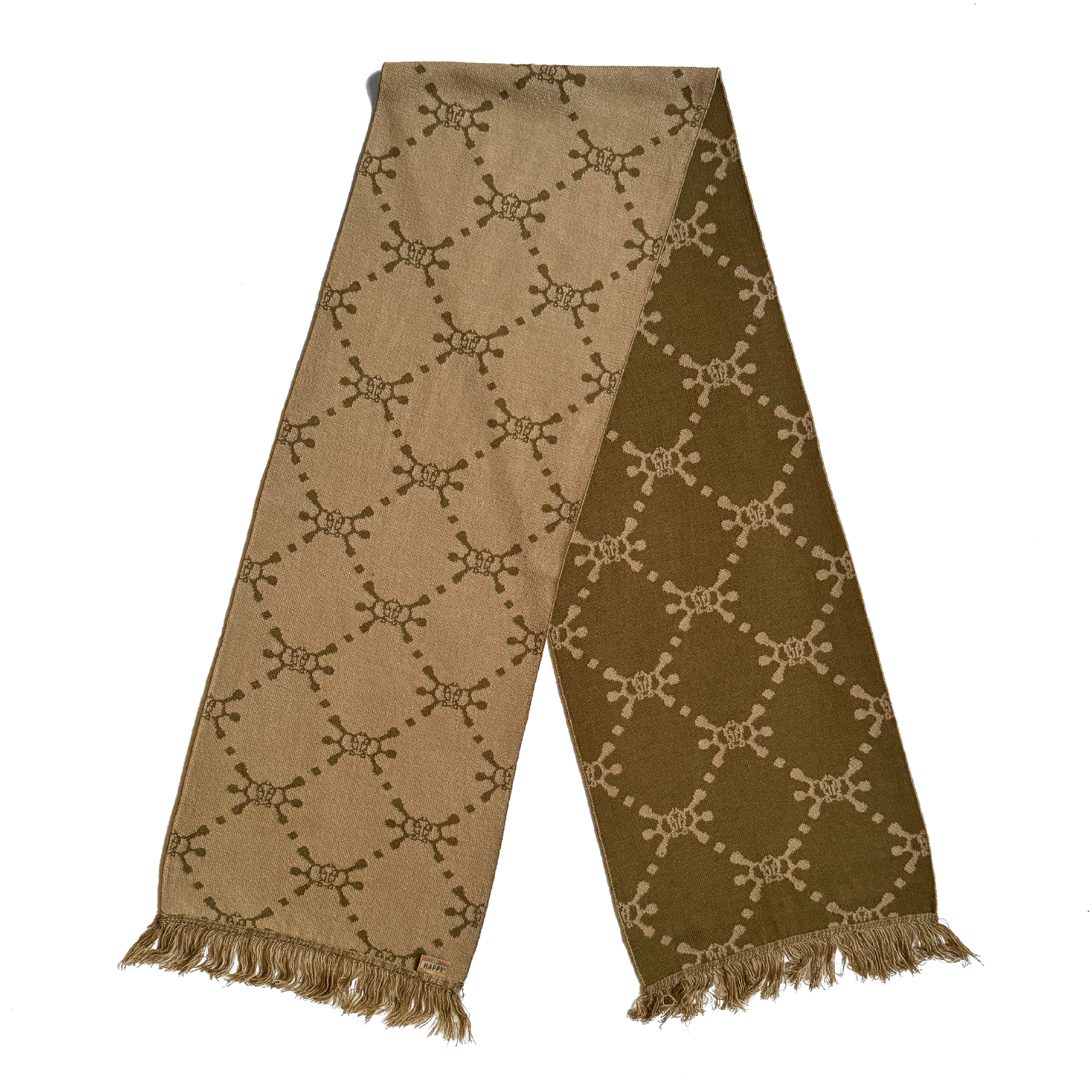[MCM]★2color monogram jacquard wool stall One Size Bicolor Monogram Jacquard Stole Cognac | MCM ®US