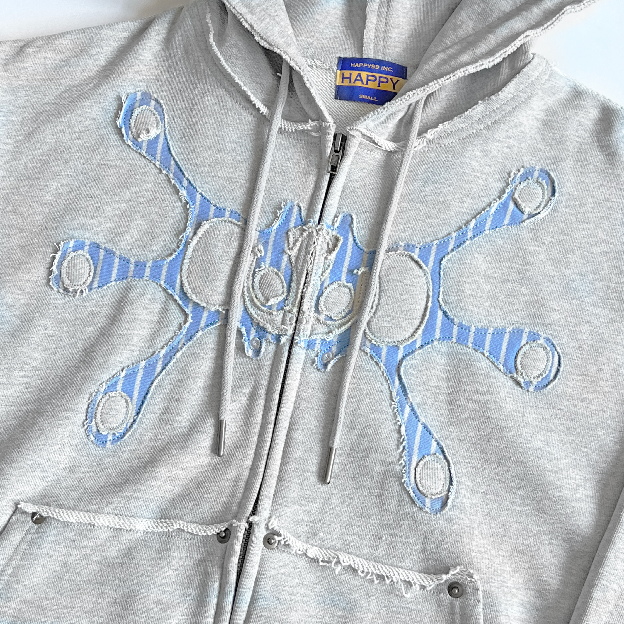 Angel99 Zip-Up Hoodie - Grey/Oxford Blue| Happy99